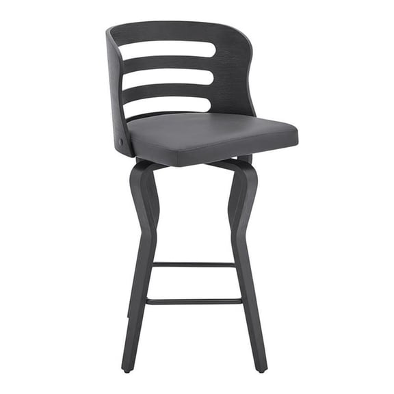 Maklaine 26" Contemporary Wood Swivel Counter Stool in Black