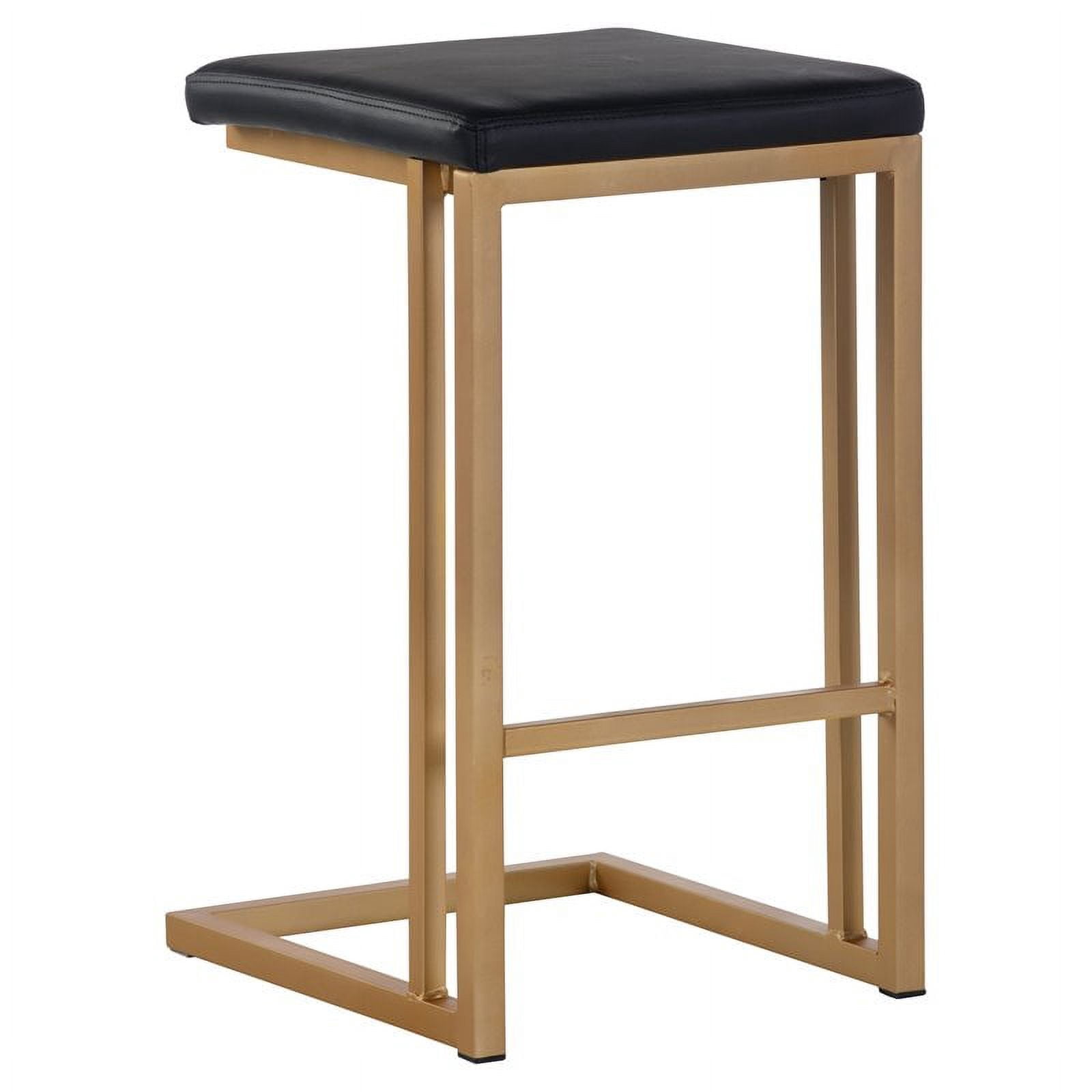 Maklaine 26" Faux Leather and Steel Counter Stool in BlackGold (Set of
