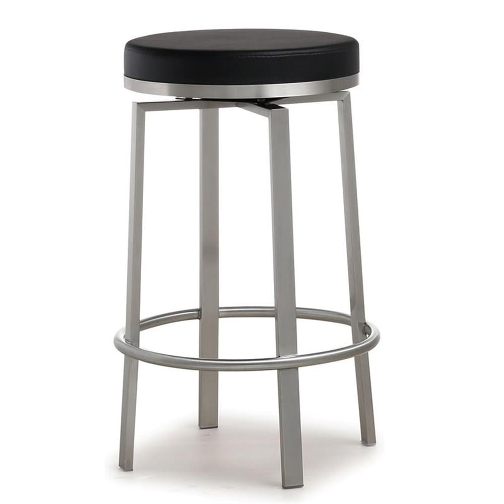 Pratt Black Faux Leather Swivel Counter Stool Set
