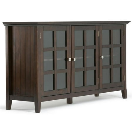 Maklaine 3 Doors Transitional Solid Wood Cabinet in Brunette Brown