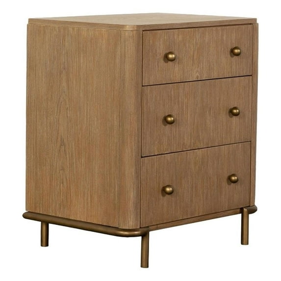 Maklaine 3-Drawer Contemporary Wood Nightstand in Sand Wash Finish