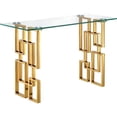 thumbnail image 1 of Maklaine 30''H x 48''W Stainless Steel Glass Top Console Table with Gold Base, 1 of 6