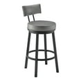 thumbnail image 1 of Maklaine 30" Metal & Faux Leather Swivel Bar Stool in Gray/Black, 1 of 12