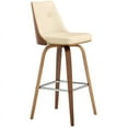 thumbnail image 1 of Maklaine 30" Modern Faux Leather Swivel Bar Stool in Cream/Walnut, 1 of 8