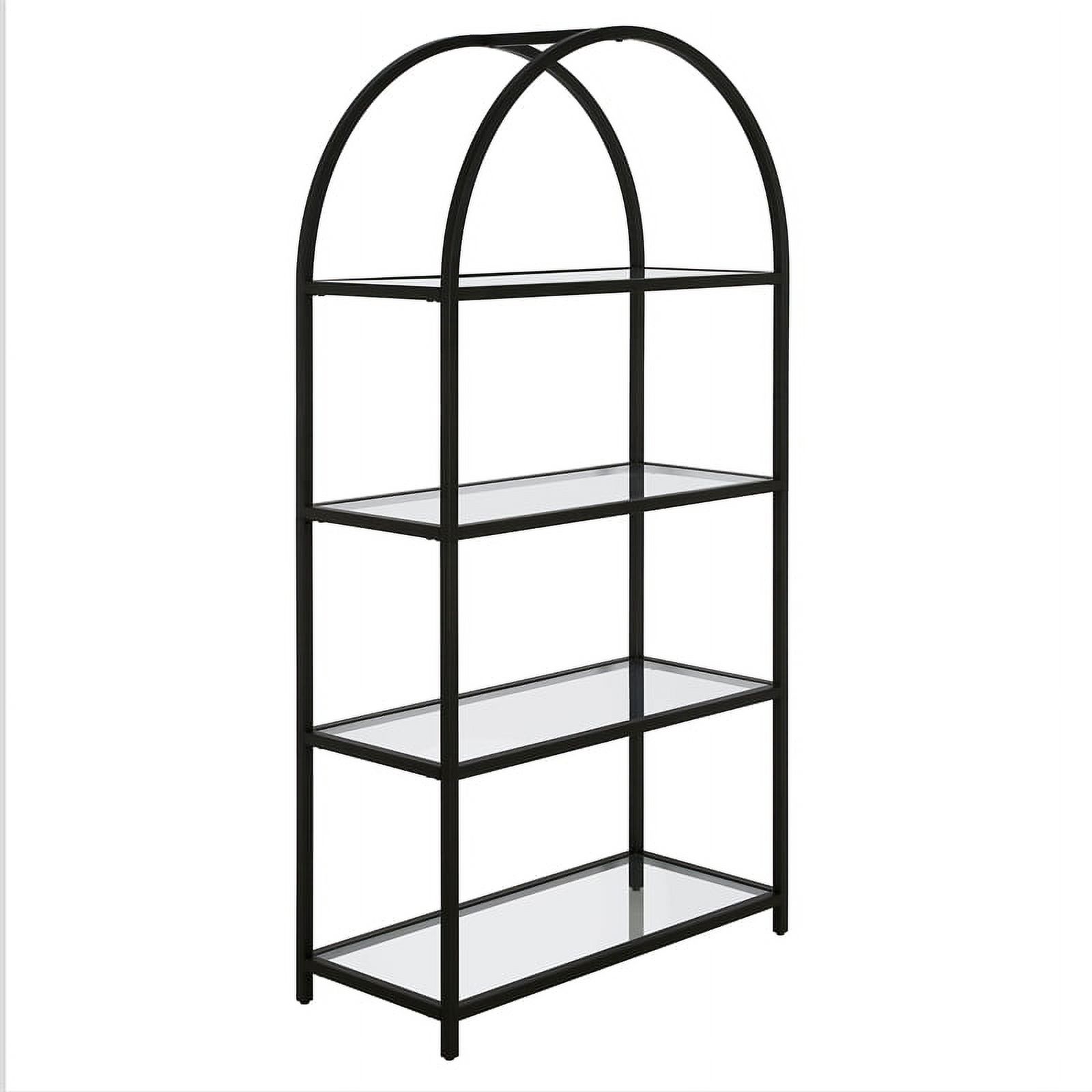 Maklaine 32" Modern Blackened Bronze Finish Metal/Glass Bookcase