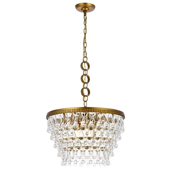 Maklaine 5-Light Contemporary Iron and Glass Pendant in Brass
