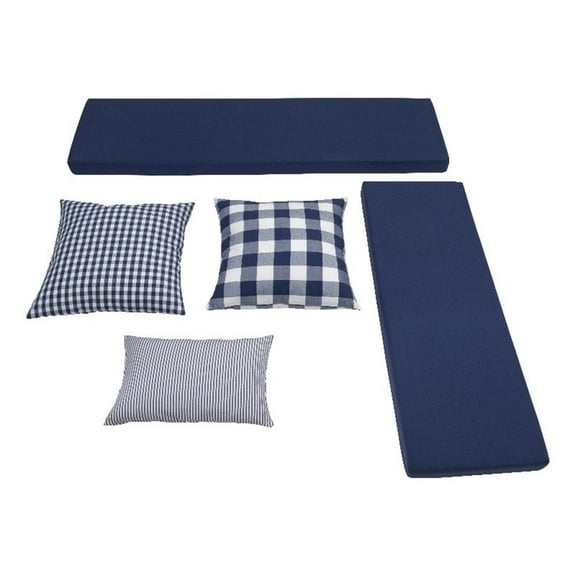 Maklaine 5 Piece Polyester Cushion/Pillow Set for Nook in Navy