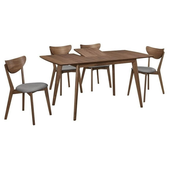 Maklaine 5-piece Wood Dining Room Set Natural Walnut and Gray