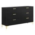 thumbnail image 1 of Maklaine 6-Drawer Contemporary Wood Dresser in Black and Gold, 1 of 8