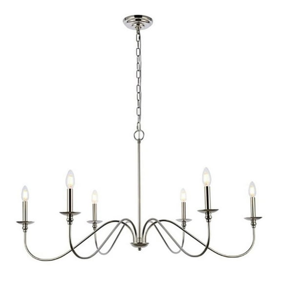 Maklaine 6-Light Transitional Metal Chandelier in Nickel Finish