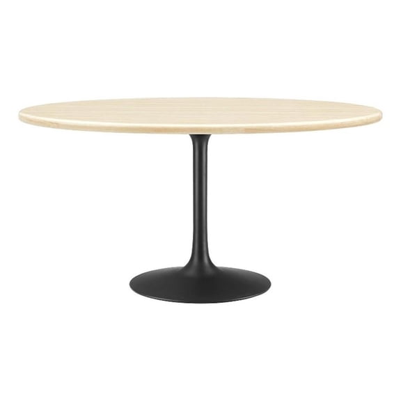 Maklaine 60" Oval Modern Wood Dining Table in Black and Brown