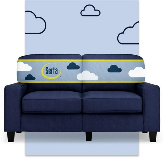 Maklaine 61" Track Arm Sofa Loveseat with Removable Covers Navy Blue