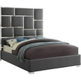 thumbnail image 1 of Maklaine 70''H x 65.5''W x 84.5''D Solid Wood and Faux Leather Queen Bed in Gray, 1 of 10