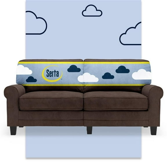 Maklaine 73" Rolled Arm Sofa with Removable Covers Dark Brown