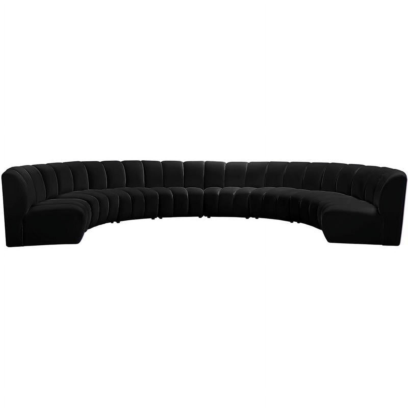 Maklaine 8Piece Modular Contemporary Velvet Sectional Sofa in Black