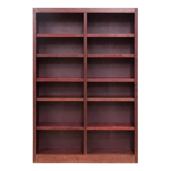 Maklaine Book Shelf - 84" Tall Wood Bookcase Furniture - Cherry