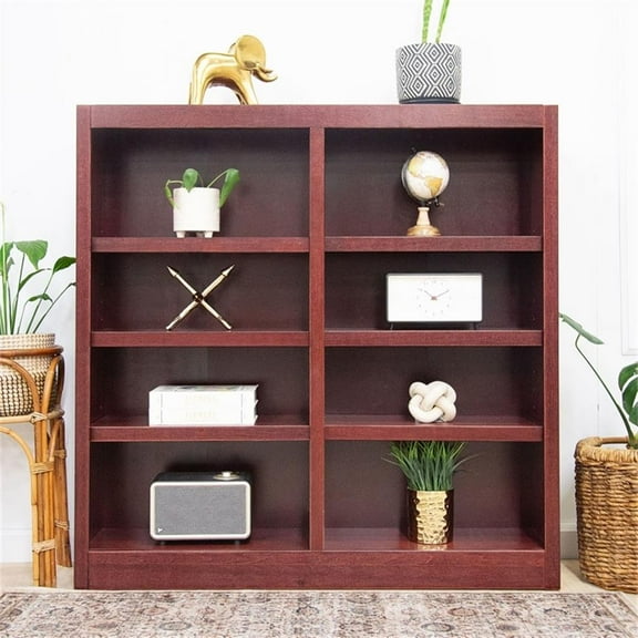 Maklaine Book Shelf - Wood Bookcase Furniture 48 x 48" - Cherry