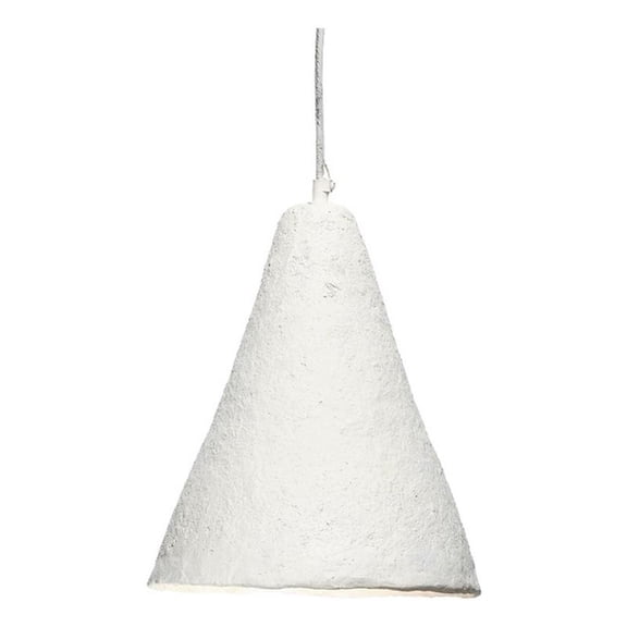 Maklaine Coastal Paper 36"-96" Adjustable Folio Pendant in Off-White