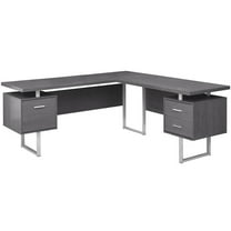 Maklaine Computer Desk Home Office Corner 70"L L Shape in Metal Gray