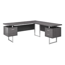 Maklaine Computer Desk Home Office Corner 70"L L Shape in Metal Gray