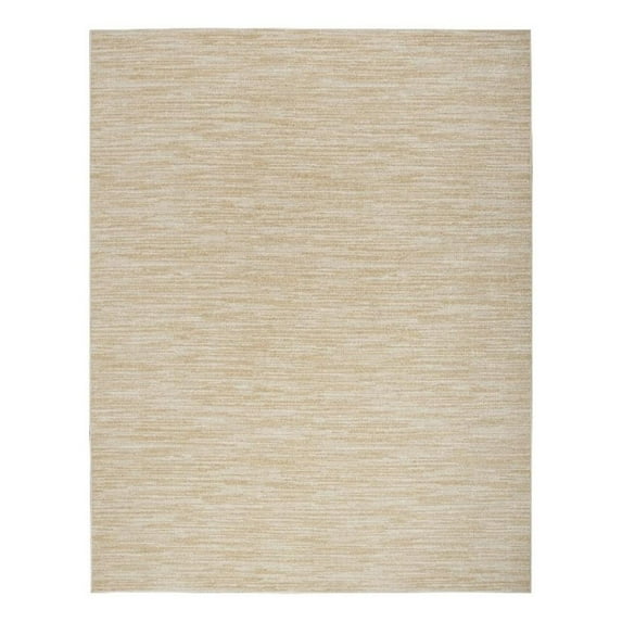 Maklaine Contemporary 10' x 14' Ivory Gold Polypropylene Area Rug