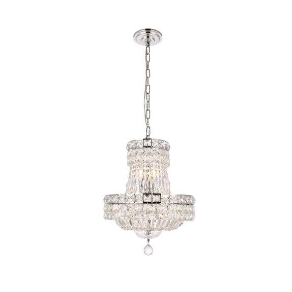 Maklaine Contemporary 14" 6 Light Royal Crystal Chandelier in Chrome