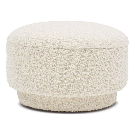 Maklaine Contemporary 15" Mushroom Footstool Ottoman Ivory White Boucle