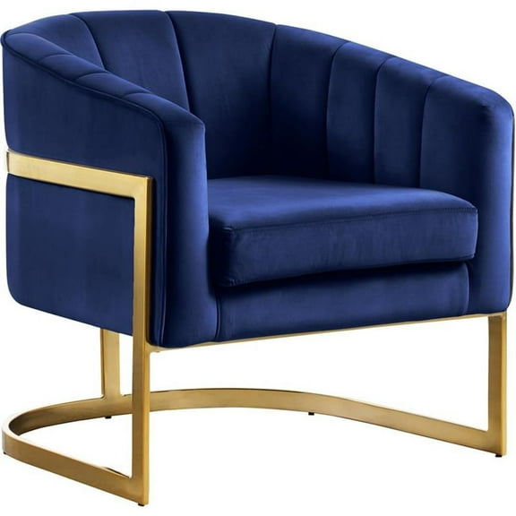 Maklaine Contemporary 18.5"H Velvet Accent Chair in Navy and Gold