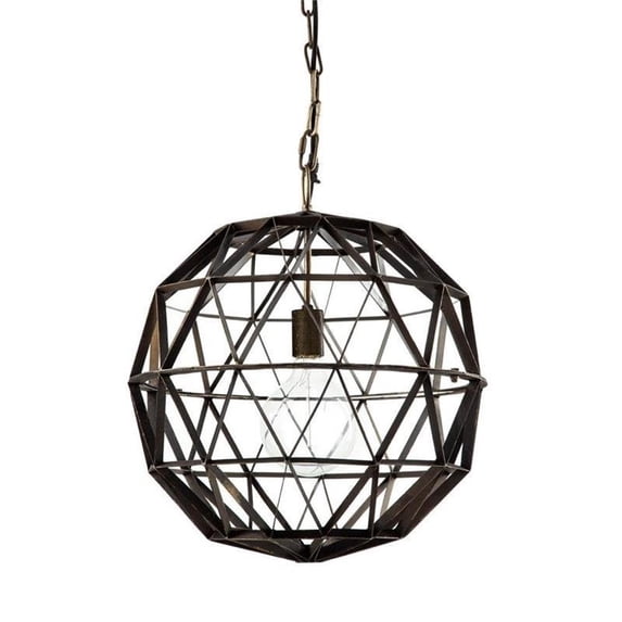 Maklaine Contemporary 18x18 Black Metal Triangular Orb Pendant Light