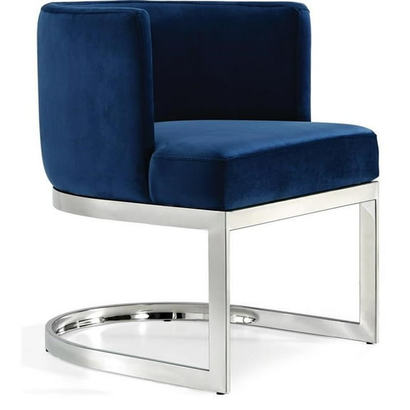 Maklaine Contemporary 19.5"H Velvet Dining Chair in Navy