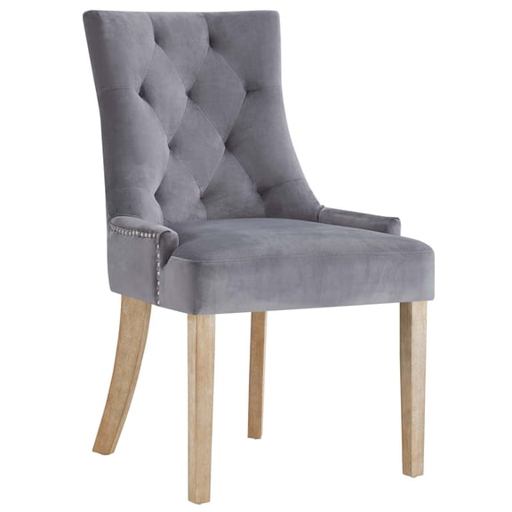 Maklaine Contemporary 19" Performance Velvet Dining Chair in Gray