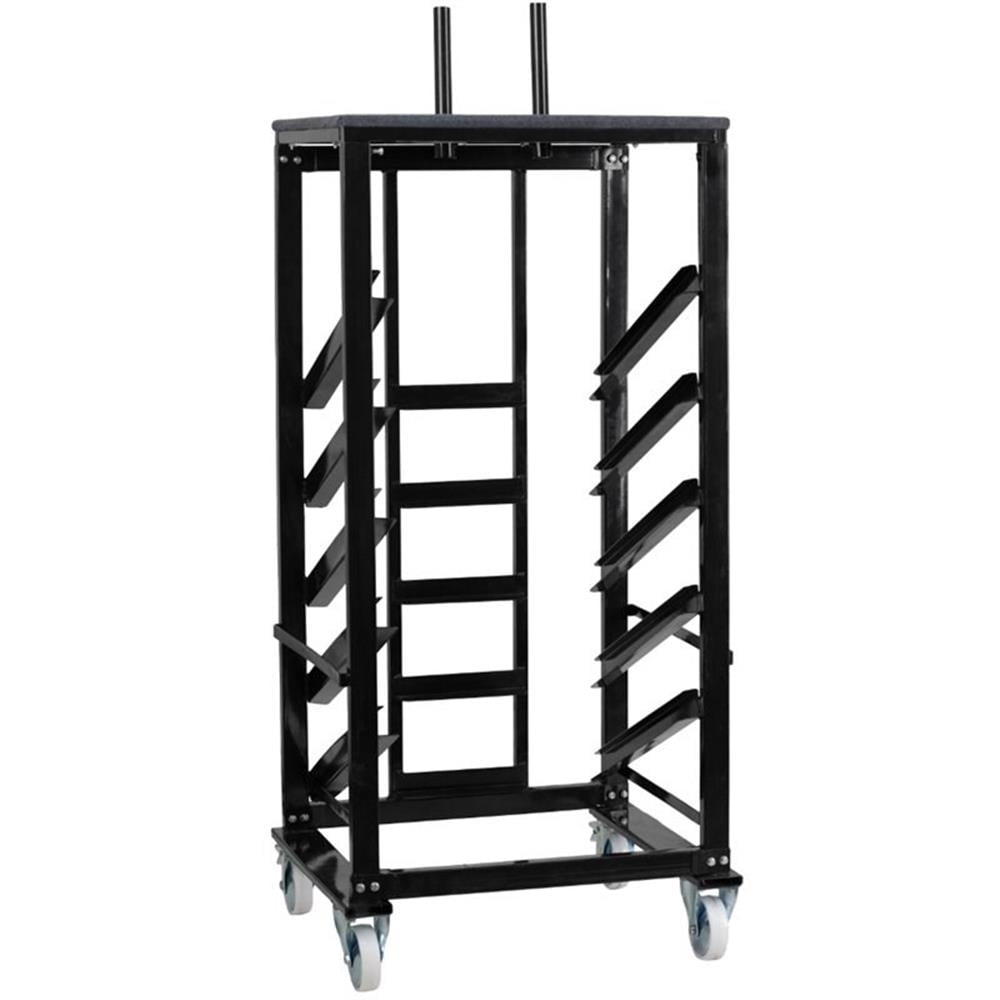 Maklaine Contemporary 24" Round Cocktail Table Metal Dolly in Black