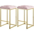 thumbnail image 1 of Maklaine Contemporary 26.5"H Velvet Counter Stool in Pink (Set of 2), 1 of 8