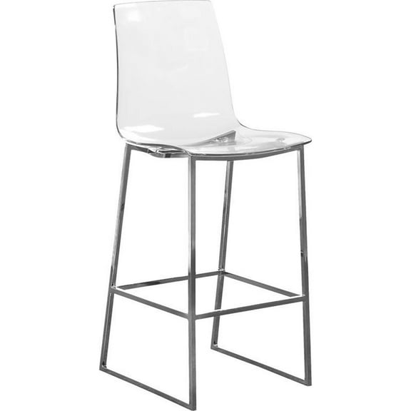 Maklaine Contemporary 27.5"H Velvet Counter Stool in Chrome Metal
