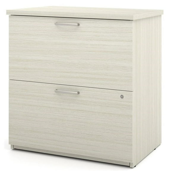 Maklaine Contemporary 29" Lateral File Cabinet in White Chocolate