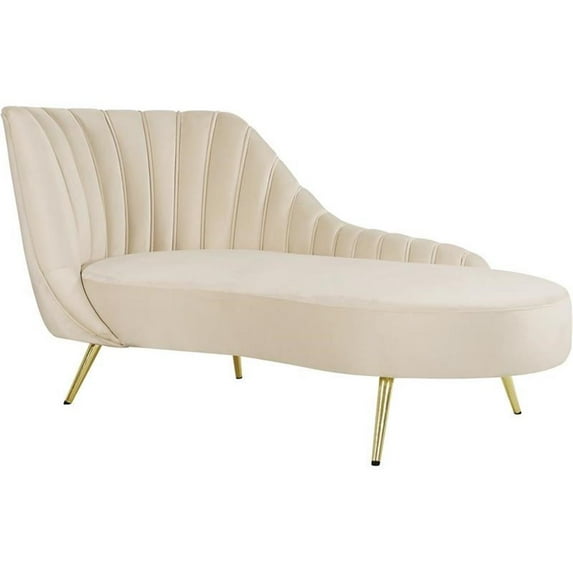 Maklaine Contemporary 35''H x 74''W x 37.5''D Cream Velvet Chaise