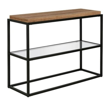 Maklaine Contemporary 42" Metal Console Table in Black and Bronze