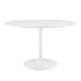 thumbnail image 1 of Maklaine Contemporary 47" Round Artificial Marble Dining Table in White, 1 of 7