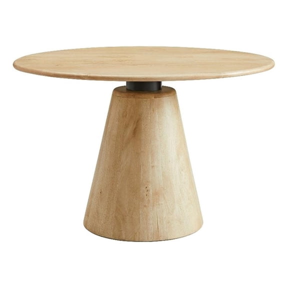 Maklaine Contemporary 47" Round Wood Dining Table in Natural