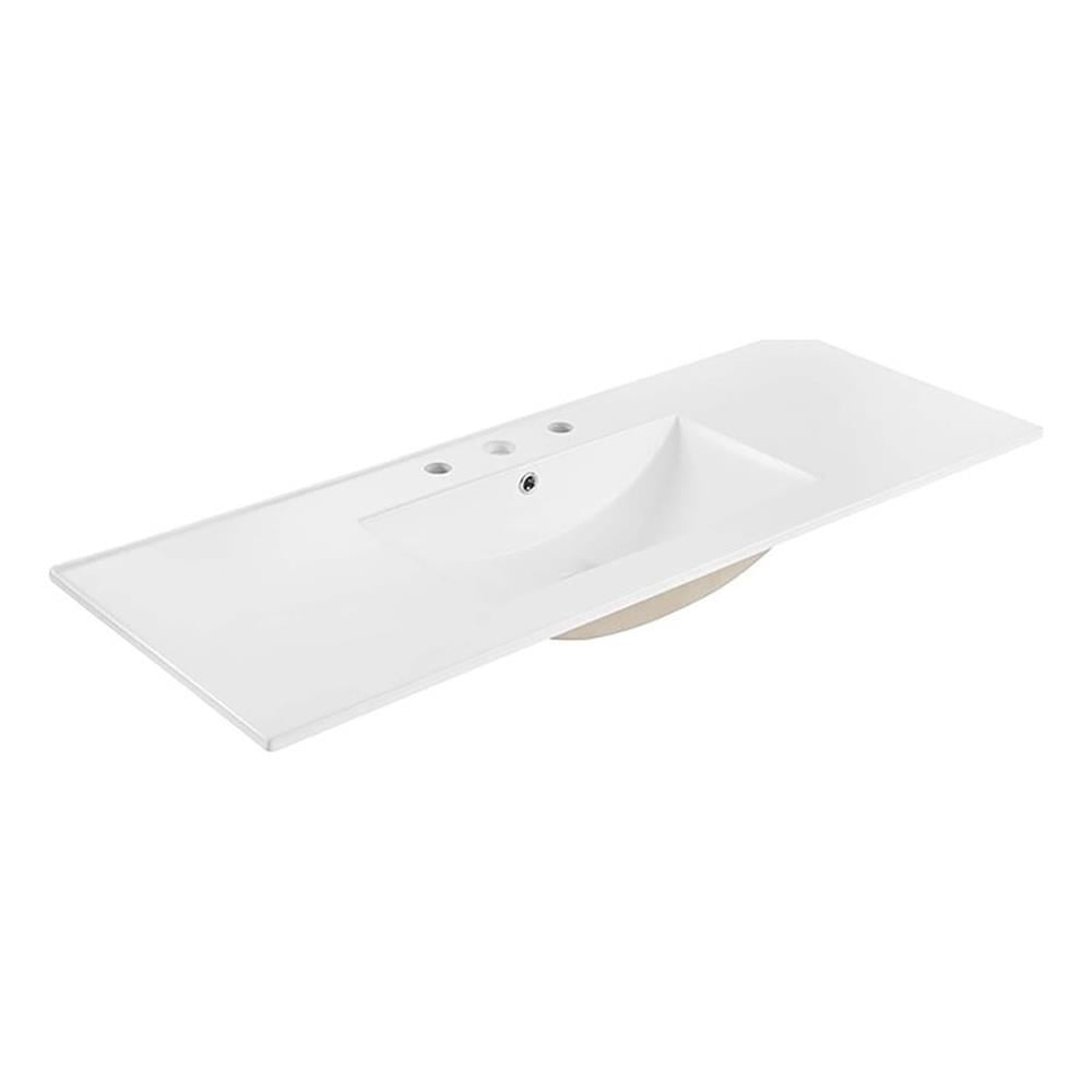 Maklaine Contemporary 48" Style Ceramic Bathroom Sink in White