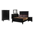 thumbnail image 1 of Maklaine Contemporary 5-Piece Wood Queen Panel Bedroom Set in Black, 1 of 7