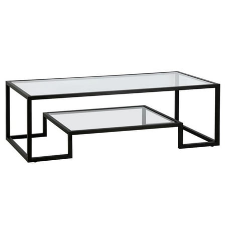 Maklaine Contemporary 54" Coffee Table in Black/Bronze