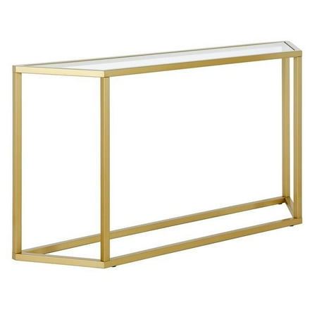 Maklaine Contemporary 55" Handcrafted Steel Console Table in Gold