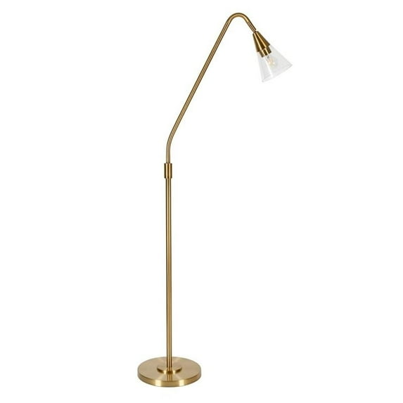 Maklaine Contemporary 65.75 " Metal Brushed Brass Arc Floor Lamp