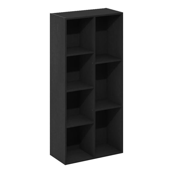 Maklaine Contemporary 7-Cube Reversible Open Shelf in Blackwood