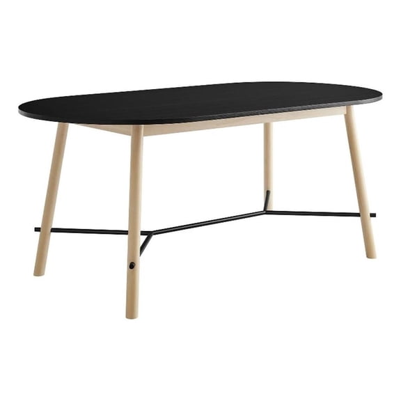 Maklaine Contemporary 71" Wood Grain Dining Table in Black Oak