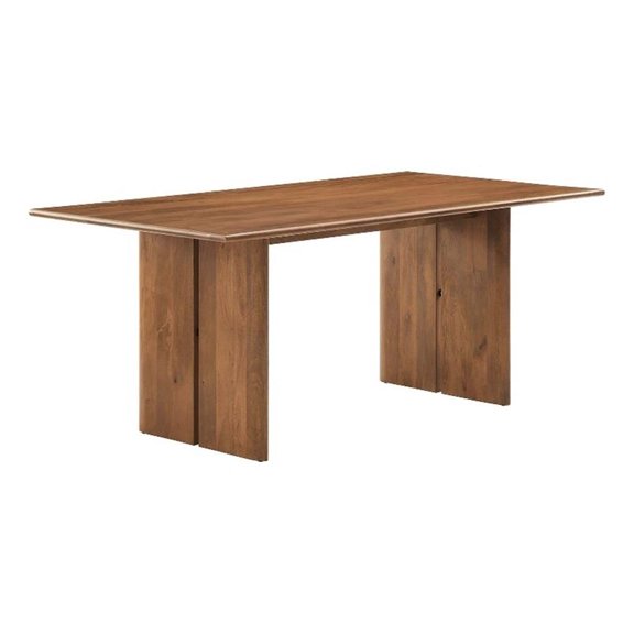 Maklaine Contemporary 72" Rectangular Wood Dining Table in Walnut
