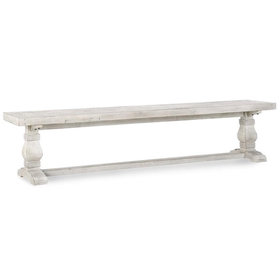 Maklaine Contemporary 83" Solid Pine Wood Bench in Nordic Ivory Finish