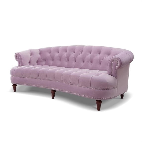 Maklaine Contemporary 84" Tufted Hardwood Sofa in Lavender