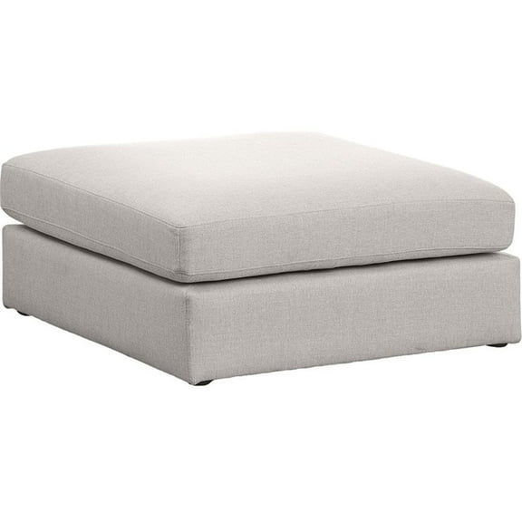 Maklaine Contemporary Beige Durable Linen Textured Fabric Ottoman